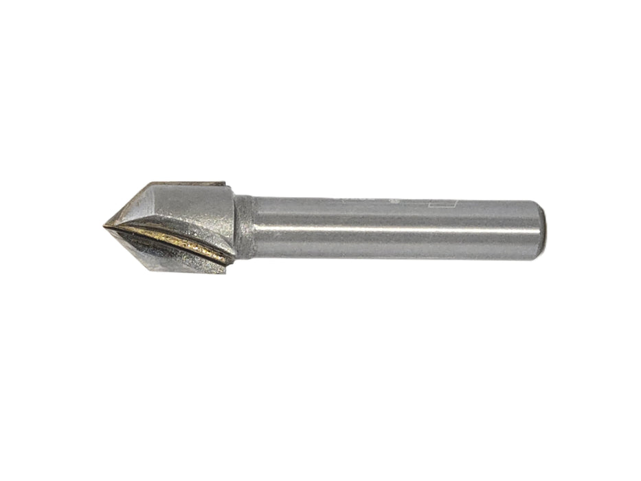 Carbide-tipped 90 Deg V-Groove Bit x 3/8" CD x 1/2" CL x 1/4" Shank x 1 3/4" OAL x 2 Flute